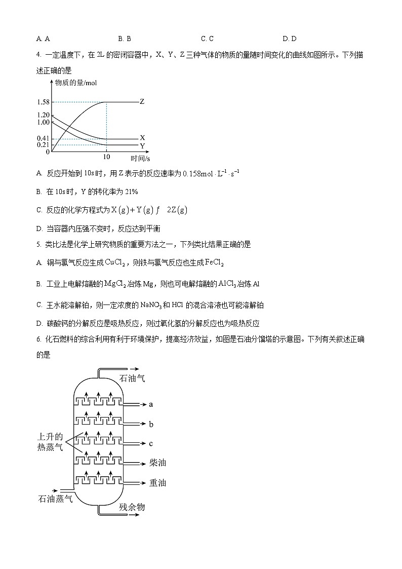 湖南省湖南师范大学附属中学2023-2024学年高一下学期期末化学试卷(原卷版)第2页