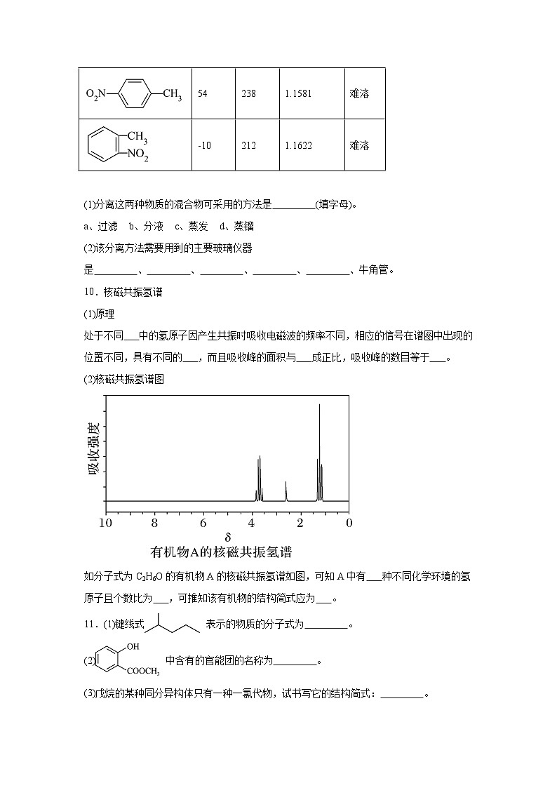 专题1有机化学的发展及研究思路期末章节复习练 苏教版化学选择性必修3第3页