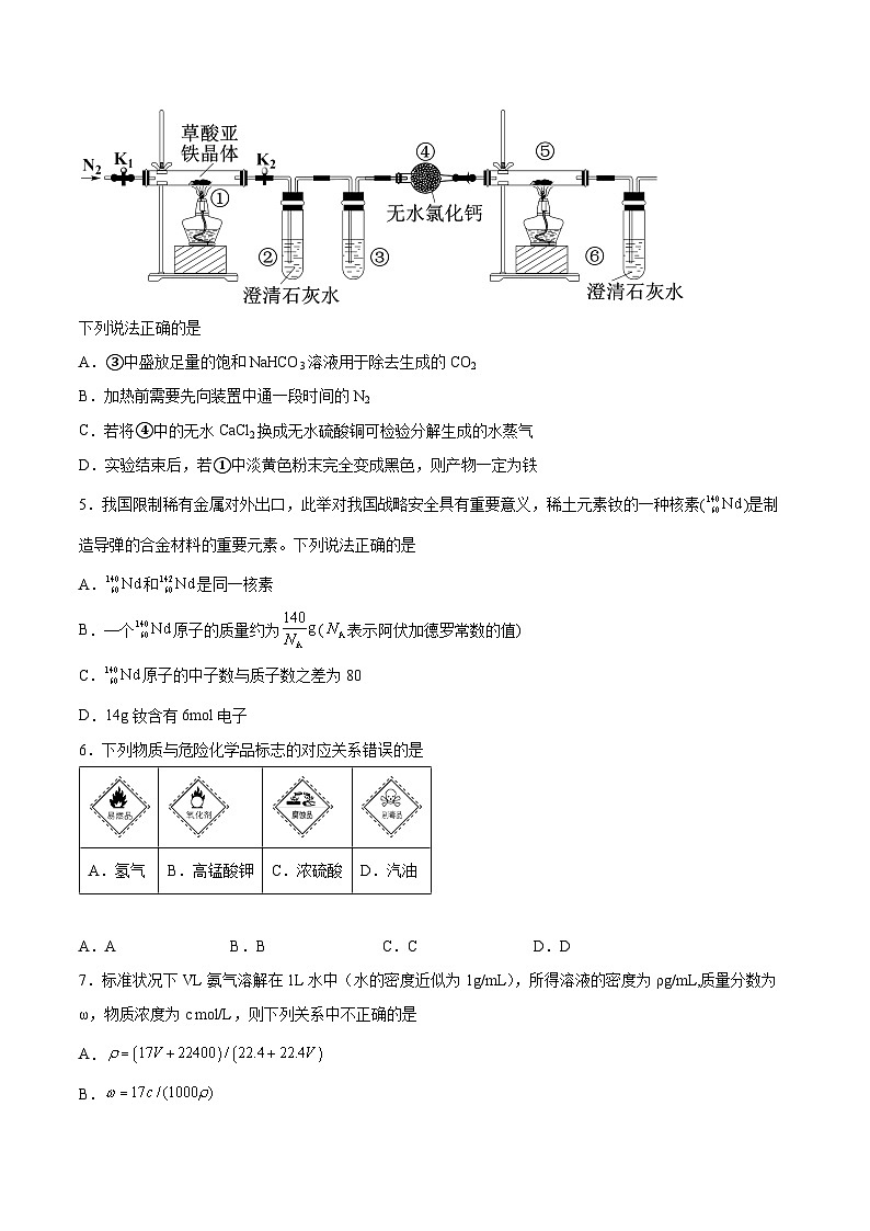 专题2《研究物质的基本方法》单元检测题高中化学苏教版必修第一册第2页
