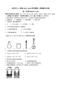 北京市八一学校2023-2024学年高一上学期期中化学试卷