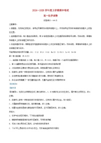 湖北省2024_2025学年高一化学上学期11月期中联考试题含解析