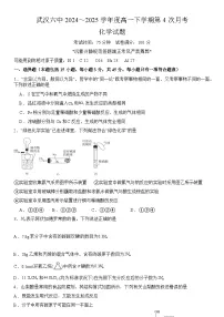 湖北省武汉市第六中学2024-2025学年高一下学期6月第4次月考 化学试题(含答案)