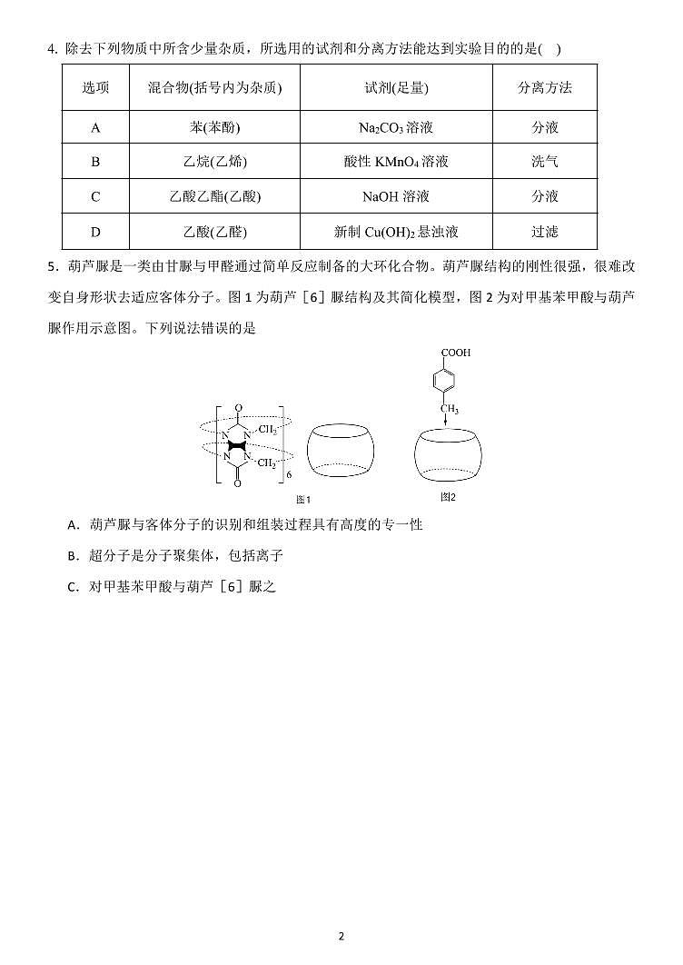 辽宁省沈阳市东北育才学校2024-2025学年高二下学期第二次月考试题 化学 PDF版含答案含答案解析第2页