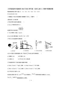 江苏省扬州市高邮市2024~2025学年高一化学上册11月期中检测试卷