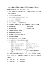 2025年湖南省普通高中学业水平合格性考试化学模拟卷一化学试卷