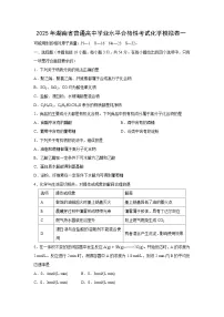 2025年湖南省普通高中学业水平合格性考试化学模拟卷一化学试卷
