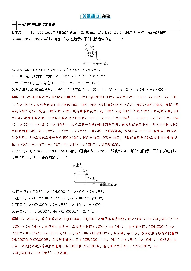 第46讲 离子平衡图像中粒子浓度的“动态分析”(教师版)第3页