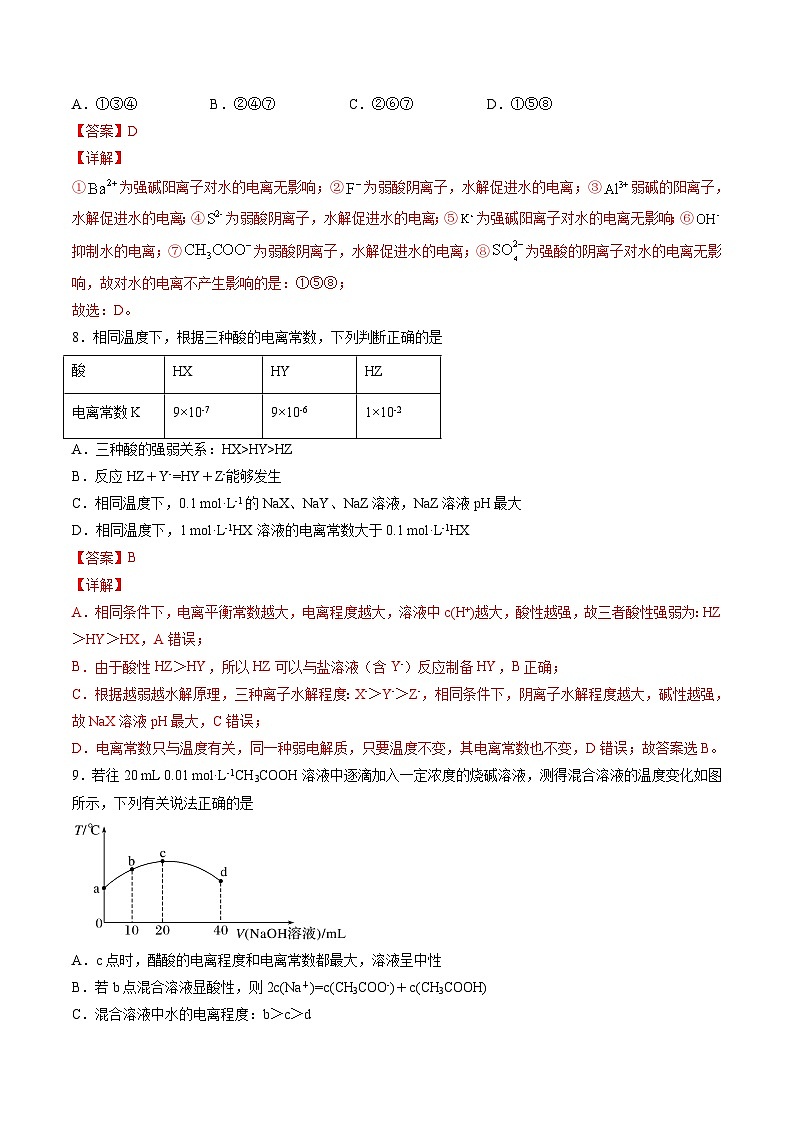 作業(yè)09 鹽類的水解-高二化學暑假作業(yè)（人教版）（解析版）第3頁