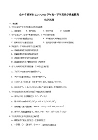 山东省淄博市2024-2025学年高一下学期期末考试化学试卷（Word版附答案）