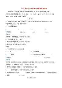 浙江省杭州市2024_2025学年高一化学上学期期末考试题含解析