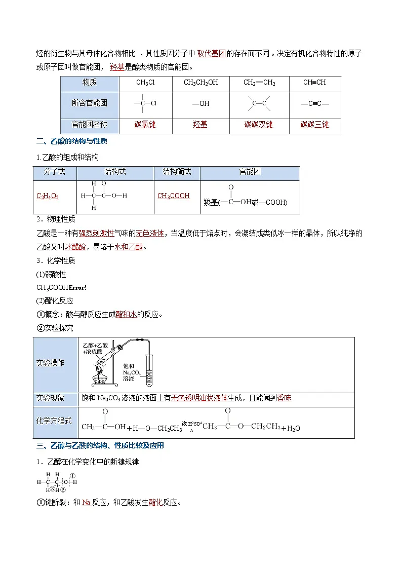 【暑假复习】专题06 乙醇乙酸和基本营养物质(教师版)-2025年新高二化学暑假衔接讲练 (人教版)第3页