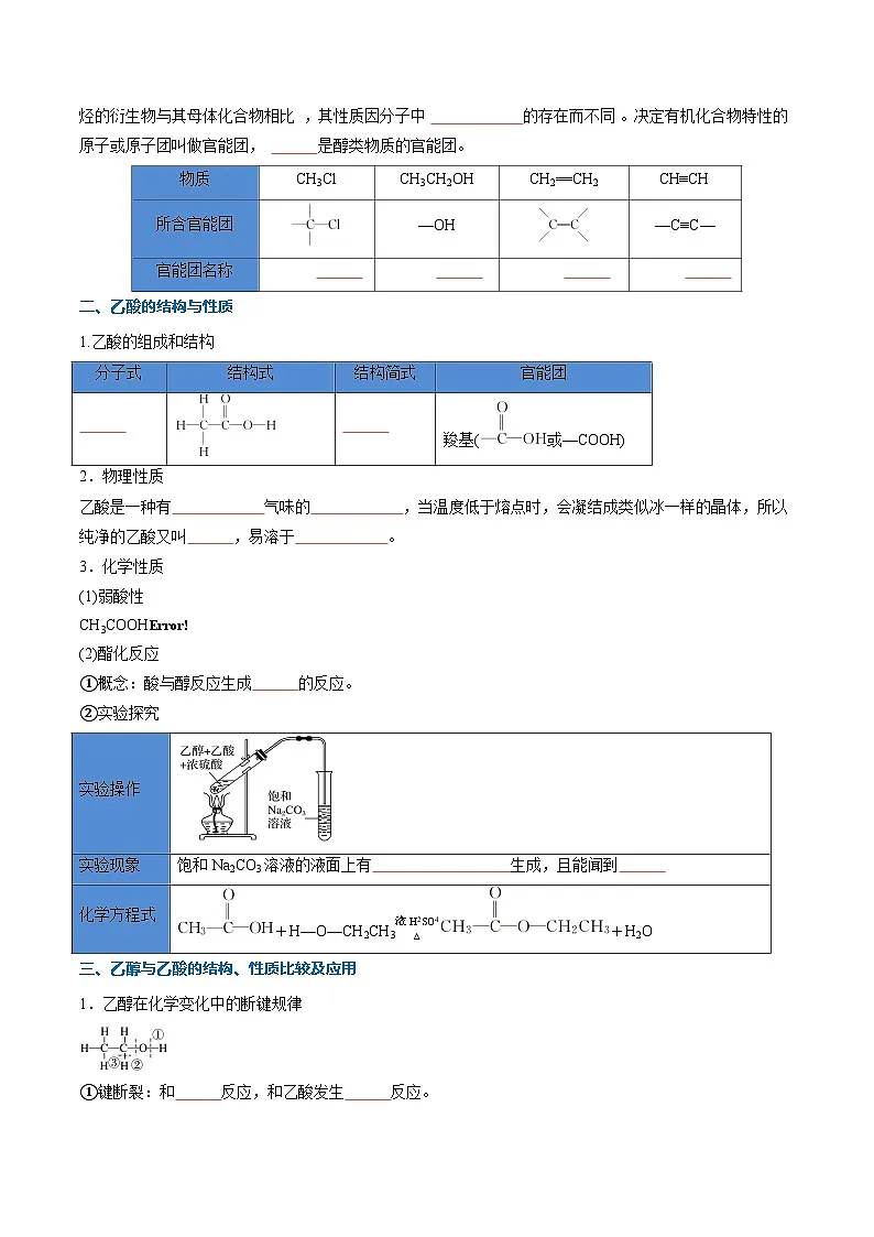 【暑假复习】专题06 乙醇乙酸和基本营养物质(学生版)-2025年新高二化学暑假衔接讲练 (人教版)第3页