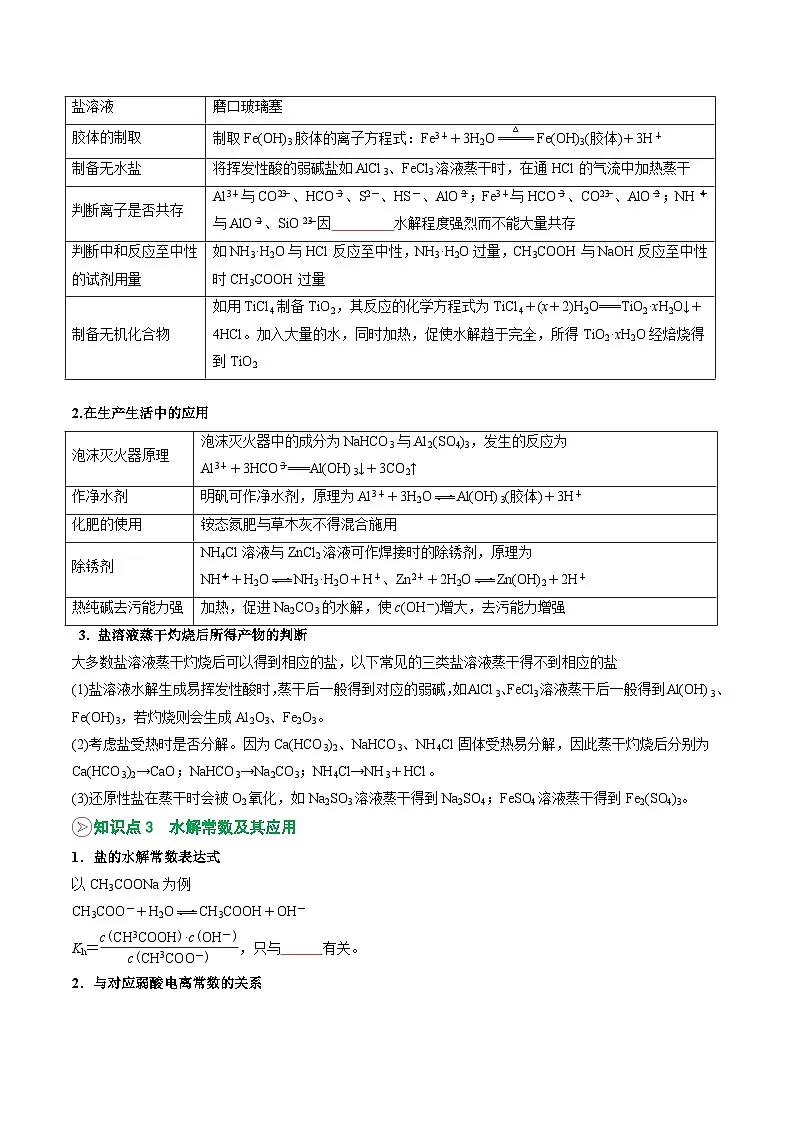 【暑假预习】第15讲 影响盐类水解的主要因素及盐类水解的应用 (学生版)-2025年新高二化学暑假衔接讲练 (人教版)第2页