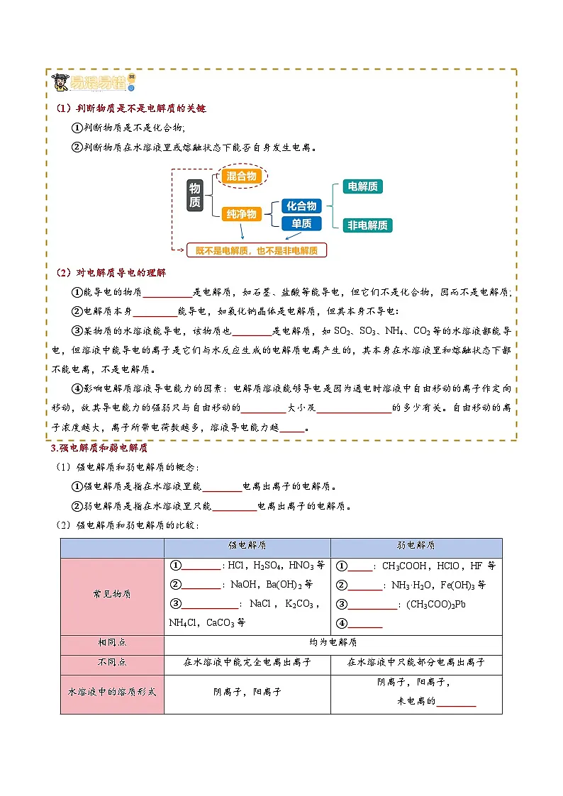 【新课预习】第02讲 离子反应(学生版)-2025年新高一化学暑假衔接讲练 (人教版)第3页