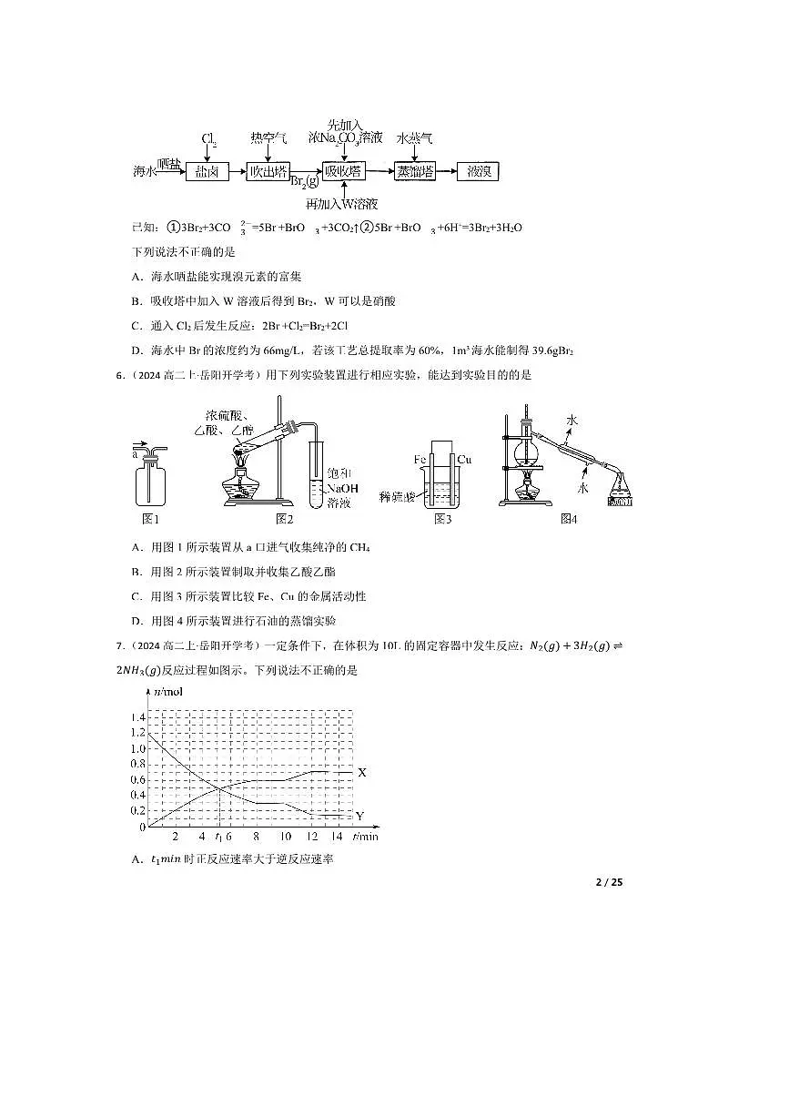 2024~2025学年湖南省岳阳市岳阳县第一中学高二上开学考试化学试卷第2页