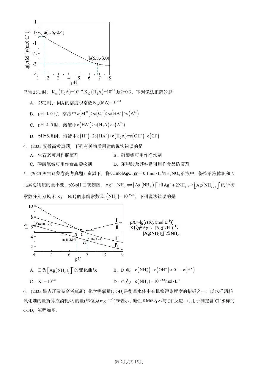 2025全国高考真题化学汇编:水溶液中的离子平衡章节综合2 有答案解析第2页