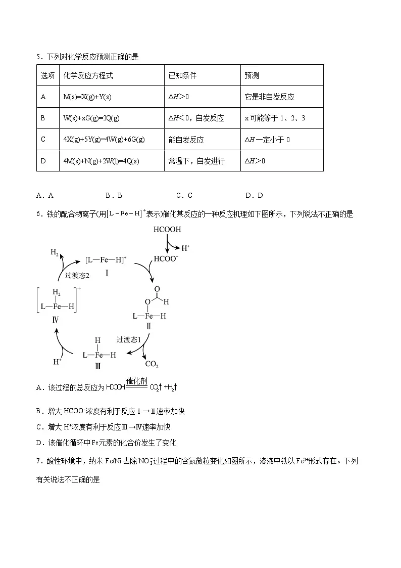 第二章《化学反应速率与化学平衡》检测题 高中化学人教版(2019)选择性必修1第2页