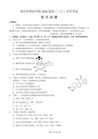 重庆外国语学校2026届高三（上）开学考试+化学试卷+答案