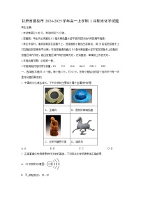 甘肃省酒泉市2024-2025学年高一上学期1月期末化学化学试题