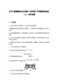 2025届湖南省长沙市第一中学高三下学期模拟考试（二）化学试卷（含答案解析）