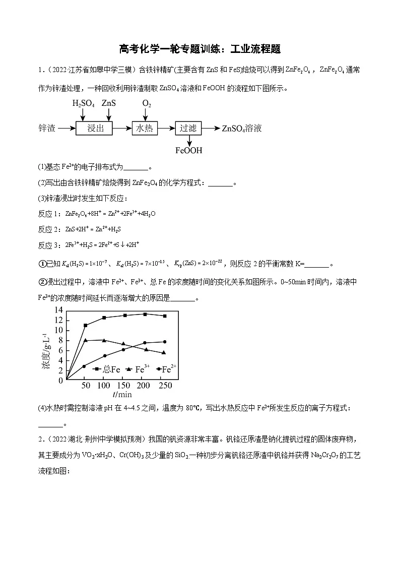 高三化学高考备考一轮复习专题训练:工业流程题第1页