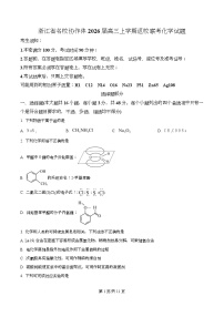 浙江省名校协作体2026届高三上学期返校联考化学试题（Word版附解析）
