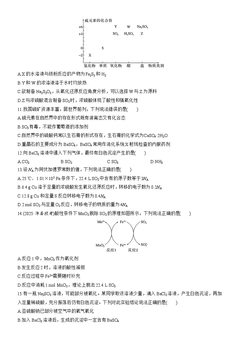 专题4 硫与环境保护 检测试卷 (含答案)2025年秋 高一化学 必修1 苏教版(2019)第3页