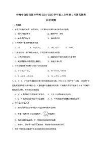 甘肃省白银市部分学校2024~2025学年高二上学期1月期末考试化学试题（含答案）