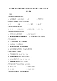 河北衡水阜城实验中学2024~2025学年高一上学期9月月考化学试题(含答案)