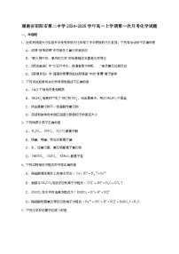 湖南邵阳市第二中学2024~2025学年高一上学期第一次月考化学试题（含答案）