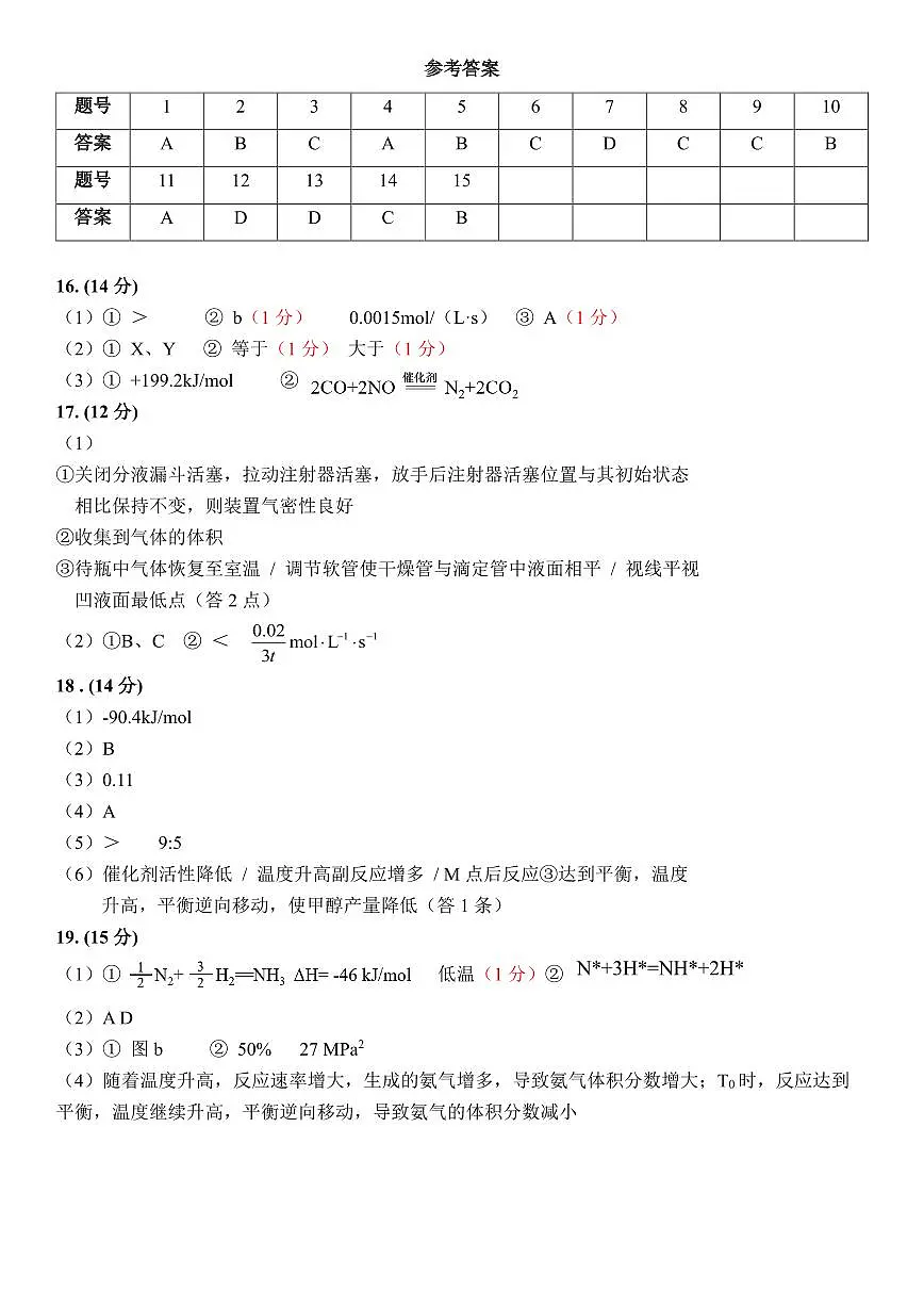 高二化学10月月考答案第1页