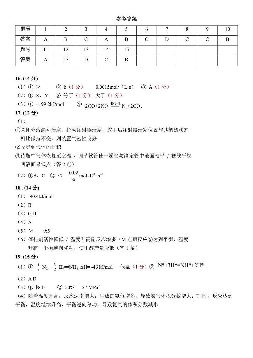 高二化学10月月考答案第1页