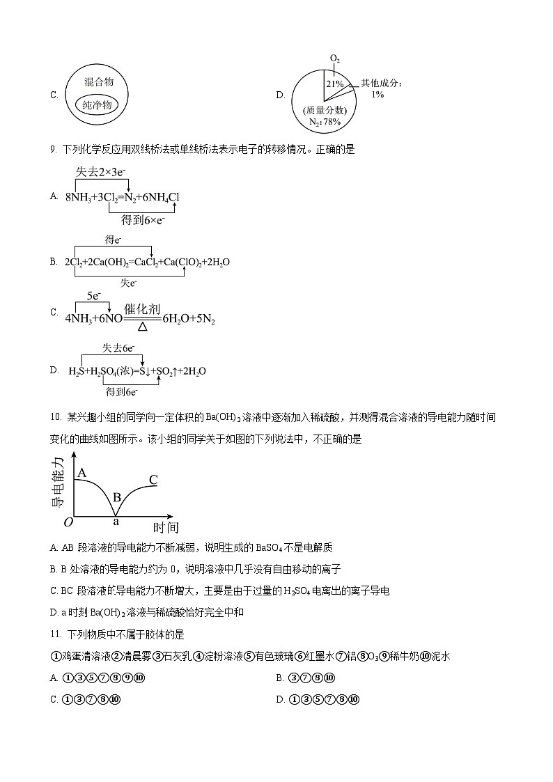 湖北省十堰市郧阳中学2025-2026学年高一上学期9月月考化学试题 Word版无答案第3页
