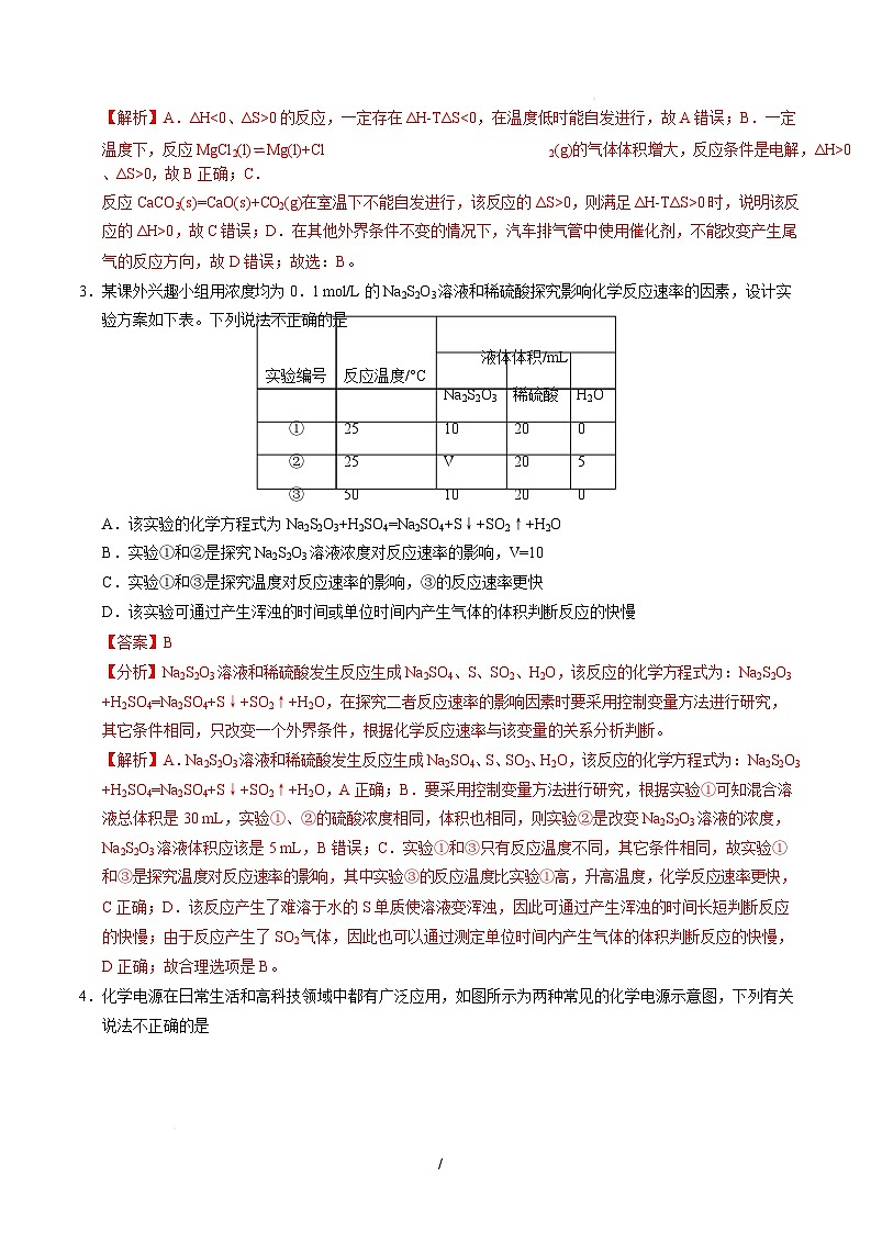 高二化学上学期第一次月考(山东专用,鲁科版2019) (全解全析)第2页