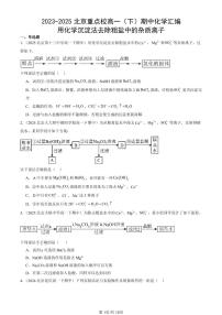 2023-2025北京重点校高一（下）期中化学汇编：用化学沉淀法去除粗盐中的杂质离子