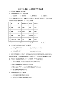 湖南省岳阳市岳阳县第一中学2025-2026学年高一上学期9月月考化学试题（含答案）含答案解析