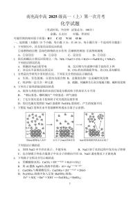 四川省南充高级中学2025-2026学年高一上学期10月月考化学试卷