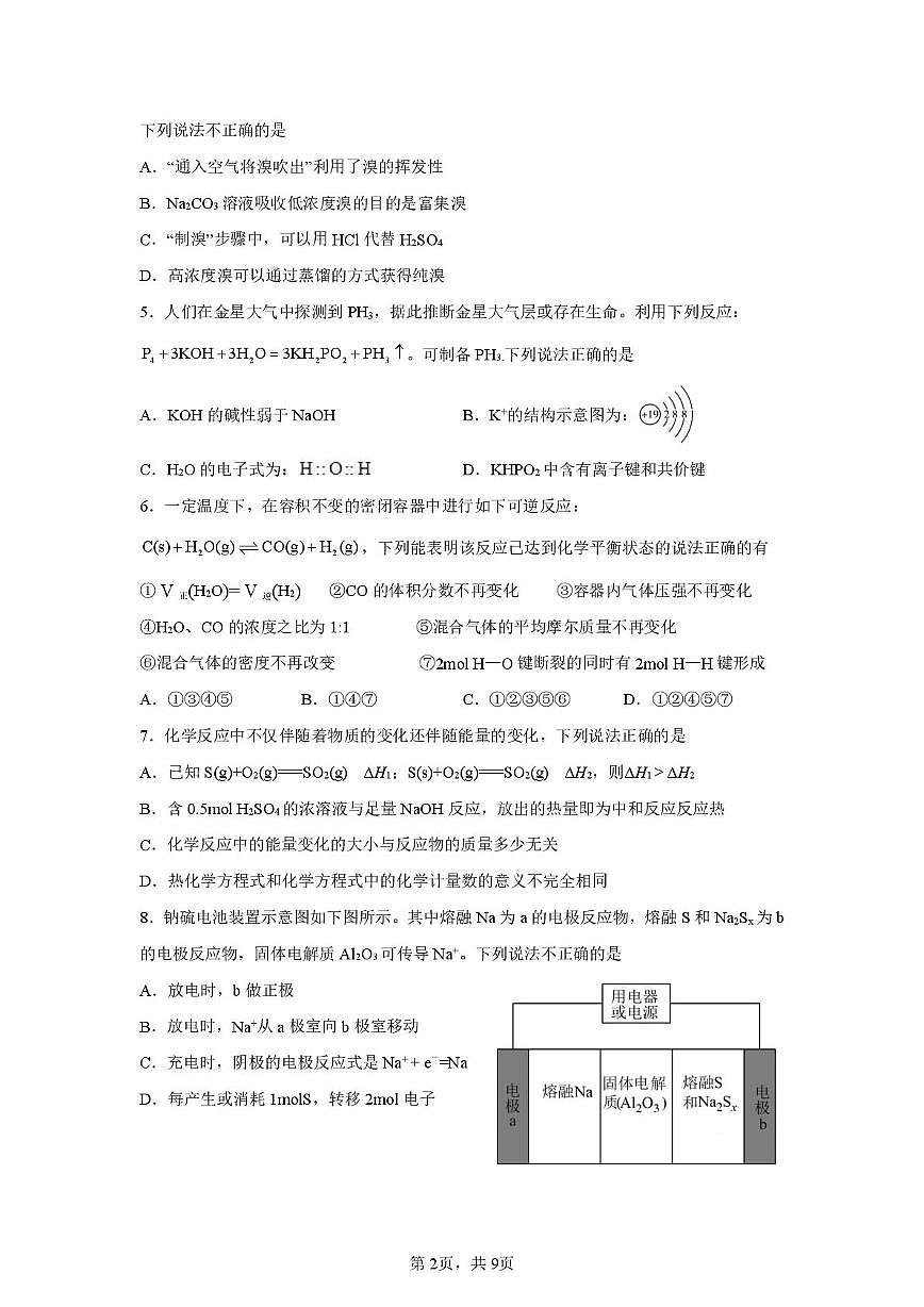 山东省青岛第十九中学2024-2025学年高一下学期期末检测 化学试题第2页