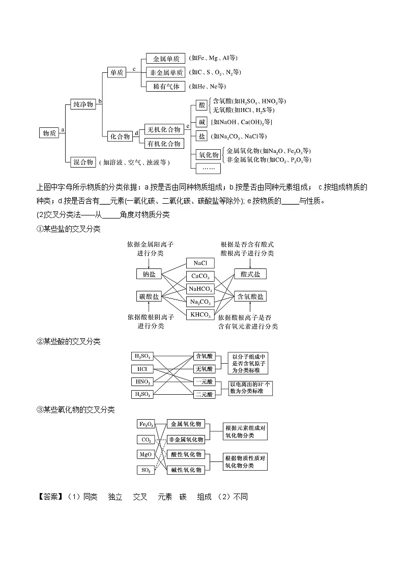 第一节 物质的分类及转化 第1课时物质的分类(同步讲义)(解析版)第2页