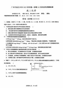 广州市真光中学2025-2026学年高二上学期10月阶段性检测化学试题（月考）