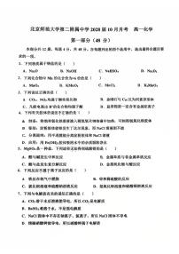 2025北京北师大二附中高一上10月月考化学试卷   无答案