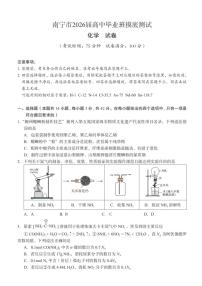 化学-广西南宁2026届高中毕业班高三上学期10月摸底测试试题及答案