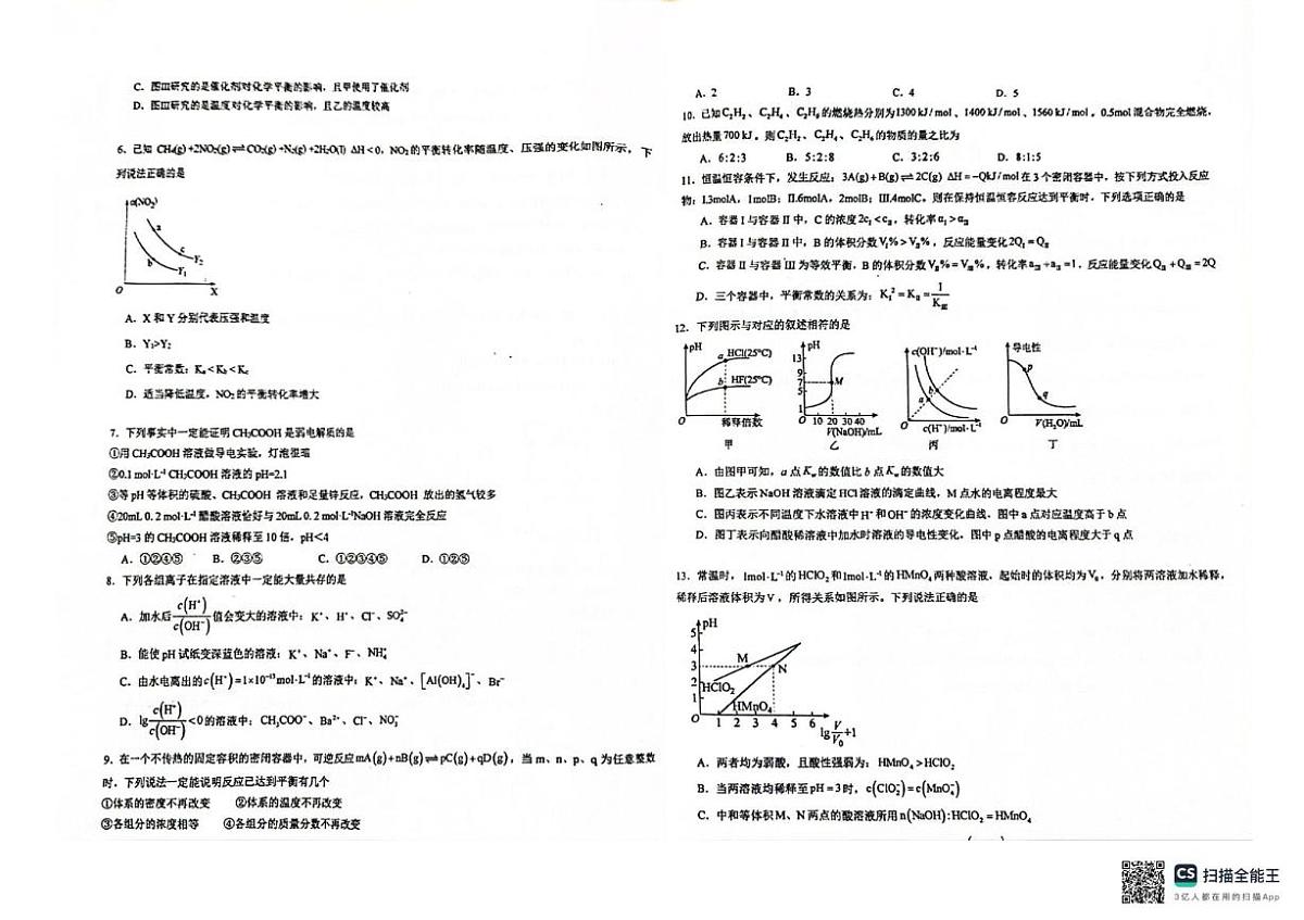 云南省曲靖市第一中学2025-2026学年高二上学期第一次阶段检测化学试题(月考)第2页