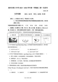 广东省惠州市第八中学2025-2026学年高二上学期10月月考 化学试题