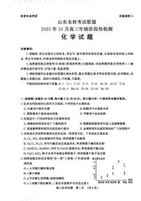 山东省名校考试联盟2025-2026学年高三上学期10月阶段性检测 化学试卷 （月考）