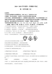 山东省菏泽市2024-2025学年高一上学期11月期中考试 化学试题（B卷）（含答案）