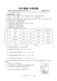 武汉市部分重点中学2025-2026学年高一上学期10月月考化学试卷（含答案）
