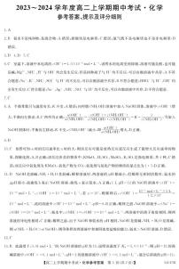 广东省深圳市校际联盟2023-2024学年高二上学期11月期中考试 化学答案