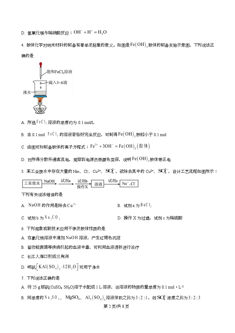 四川省成都市石室中学2025-2026学年高一上学期10月月考化学试题(原卷版)第2页
