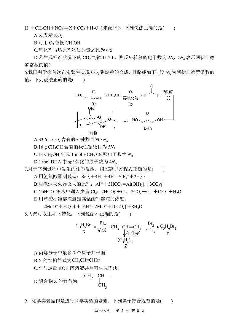 四川省遂宁市射洪中学2026届高三上学期10月期中考化学试题+答案第2页